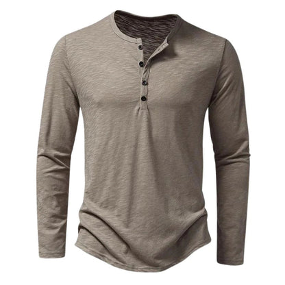 Theo | Men’s Long Sleeve Henley Shirt with Button Neck