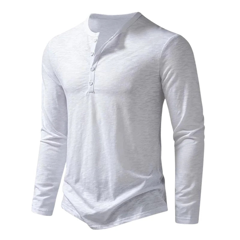Theo | Men’s Long Sleeve Henley Shirt with Button Neck