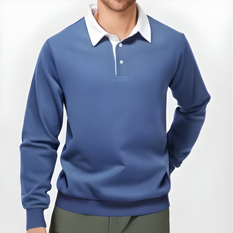 Calvin | Men’s Long Sleeve Contrast-Collar Rugby Shirt