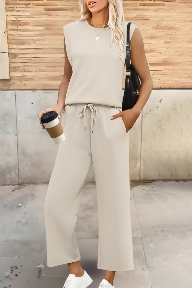 Hadley | Women’s Summer Relaxed Loungewear Top & Wide-Leg Pants Set