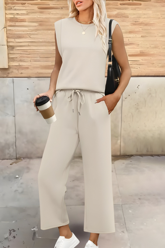 Hadley | Women’s Summer Relaxed Loungewear Top & Wide-Leg Pants Set