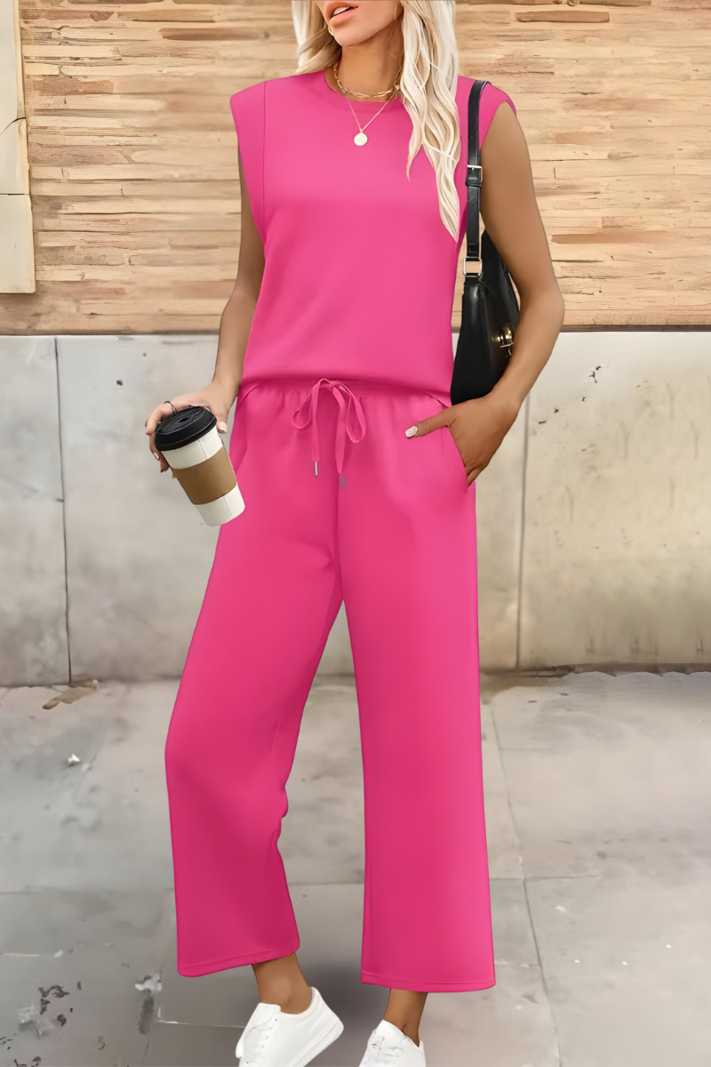 Hadley | Women’s Summer Relaxed Loungewear Top & Wide-Leg Pants Set