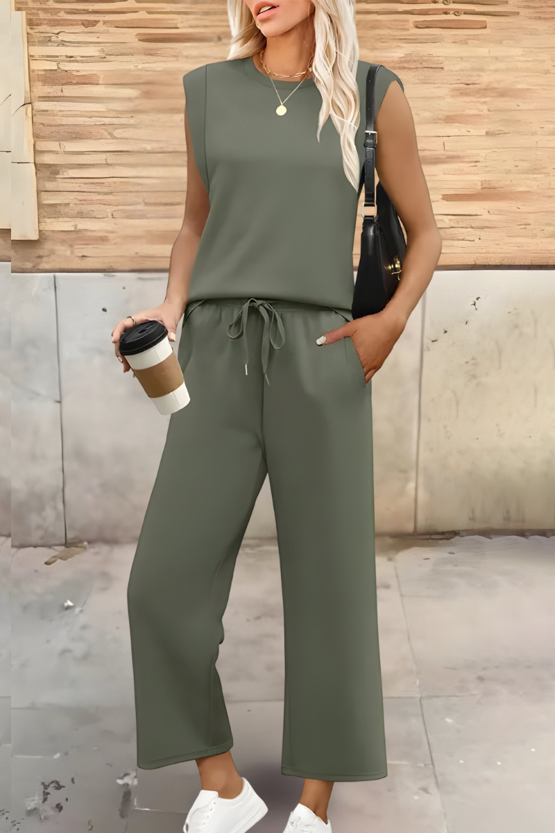 Hadley | Women’s Summer Relaxed Loungewear Top & Wide-Leg Pants Set