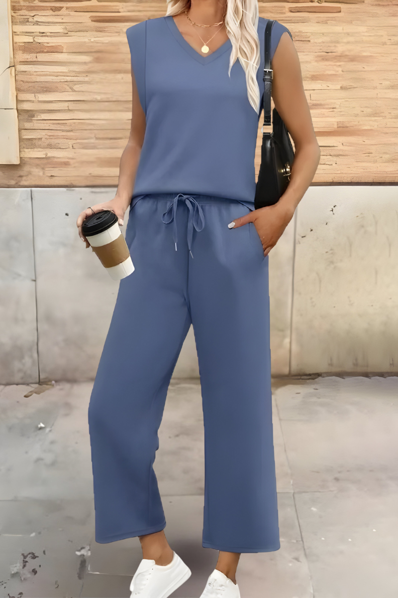 Hadley | Women’s Summer Relaxed Loungewear Top & Wide-Leg Pants Set