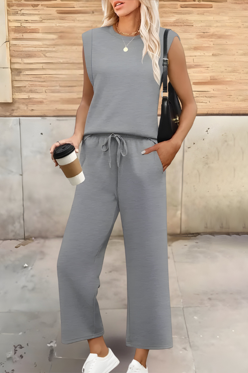 Hadley | Women’s Summer Relaxed Loungewear Top & Wide-Leg Pants Set