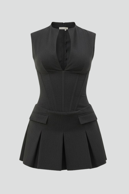 Brynn | Women’s Pleated Deep V-Neck Mini Dress