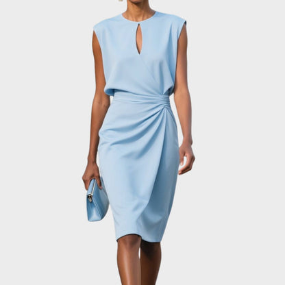 Cressida | Women’s Elegant Ruched Keyhole Midi Dress