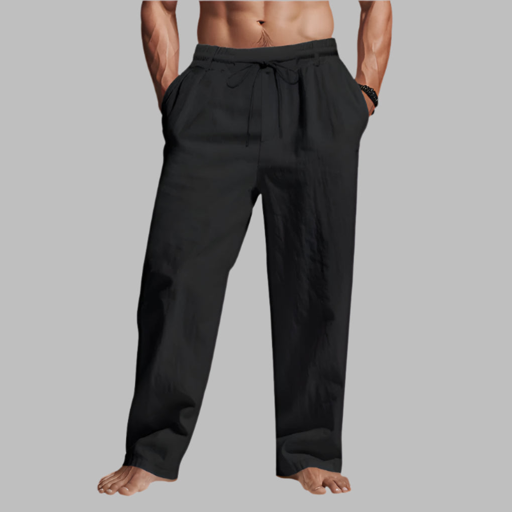 Silas | Men’s Linen Relaxed Fit Drawstring Trousers