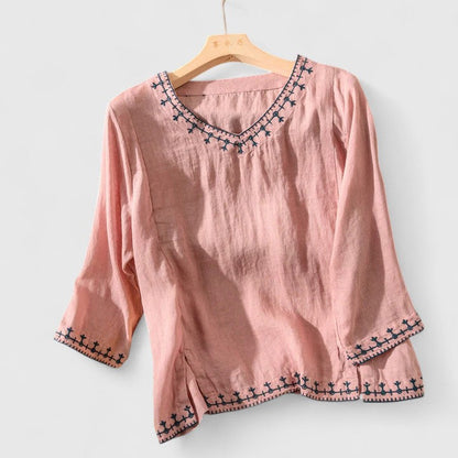 Bella | Women’s Embroidered V Neck Blouse