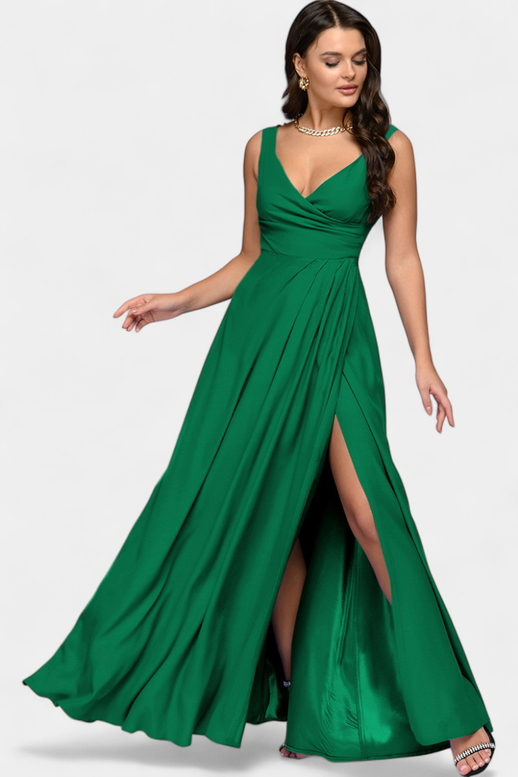 Juliette | Women’s Elegant V Neck Maxi Dress with Slit