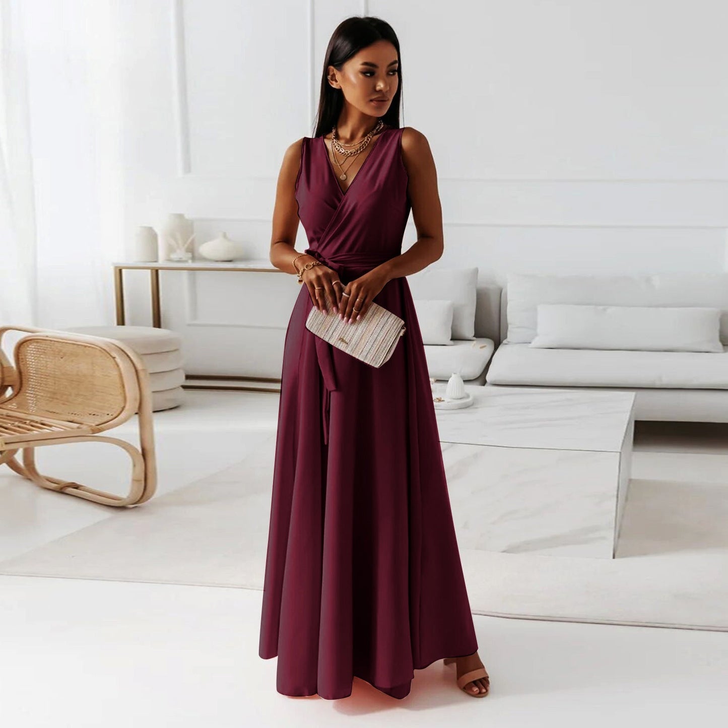 Elise | Women’s Wedding Guest Wrap Maxi Dress with V-Neck