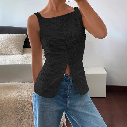Gemma | Women’s Spring Sleeveless Button Front Top