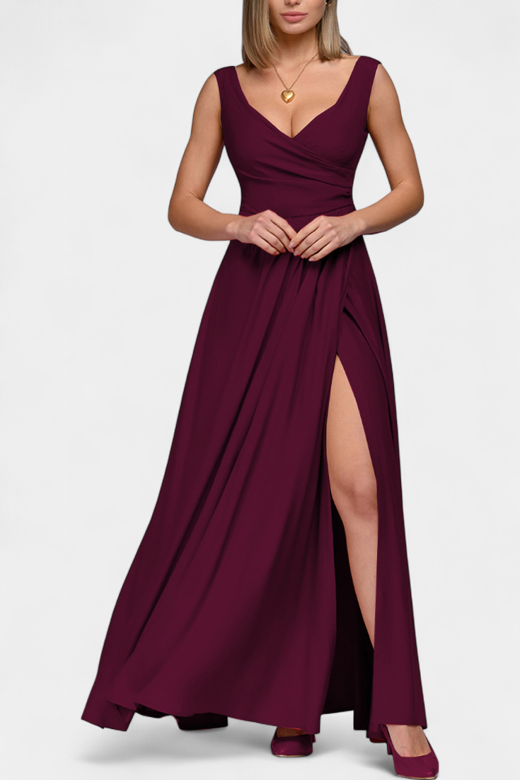 Juliette | Women’s Elegant V Neck Maxi Dress with Slit
