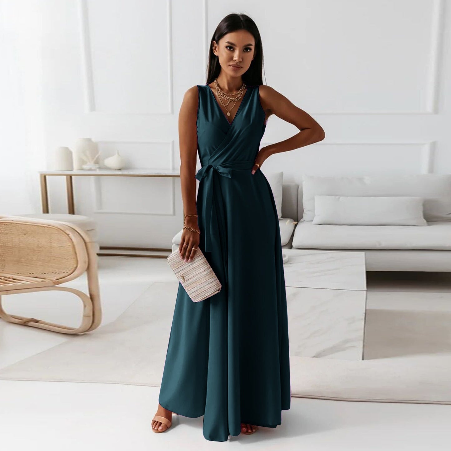 Elise | Women’s Wedding Guest Wrap Maxi Dress with V-Neck