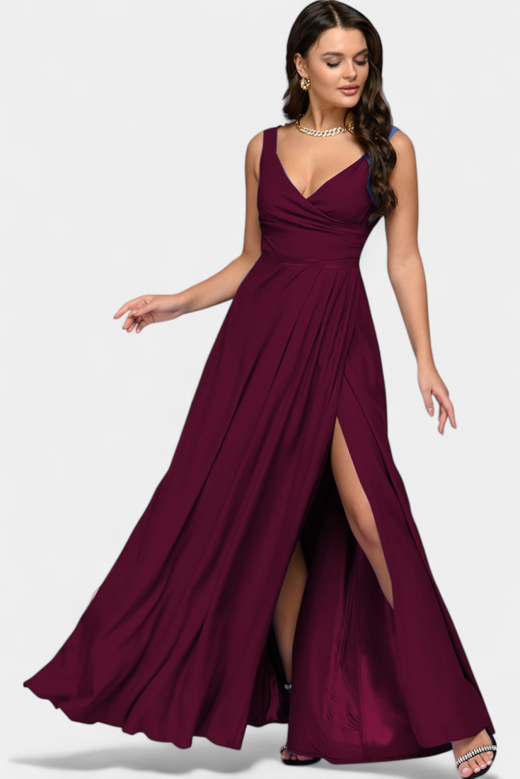 Juliette | Women’s Elegant V Neck Maxi Dress with Slit