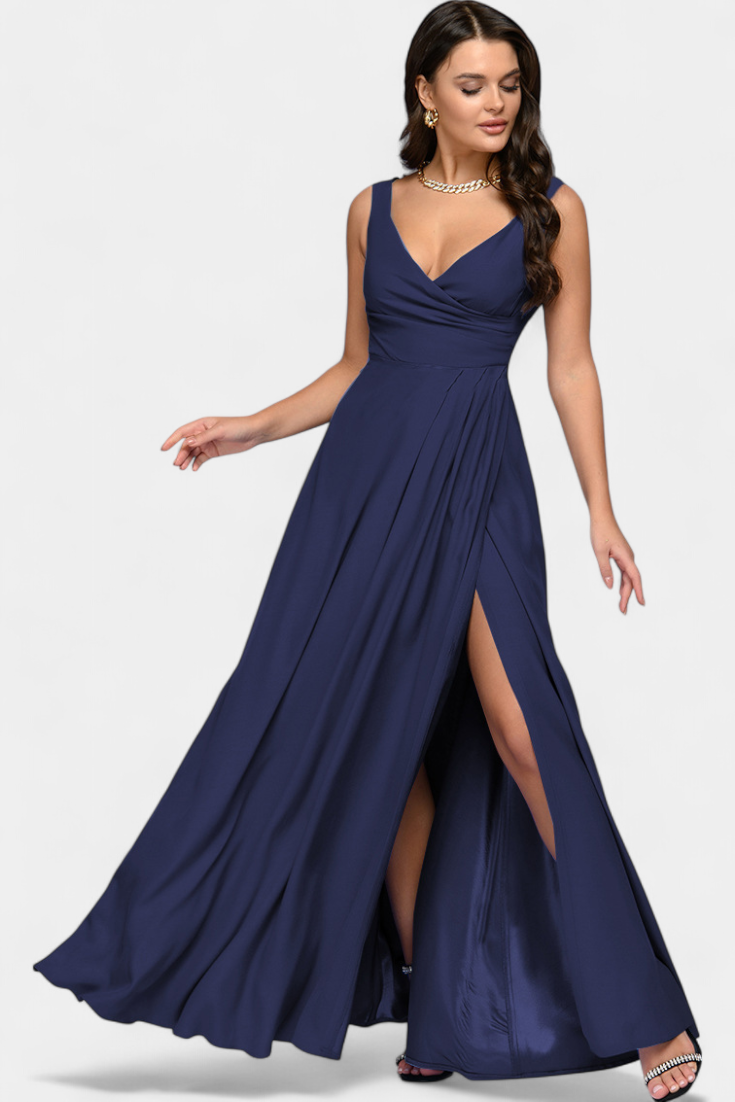 Juliette | Women’s Elegant V Neck Maxi Dress with Slit