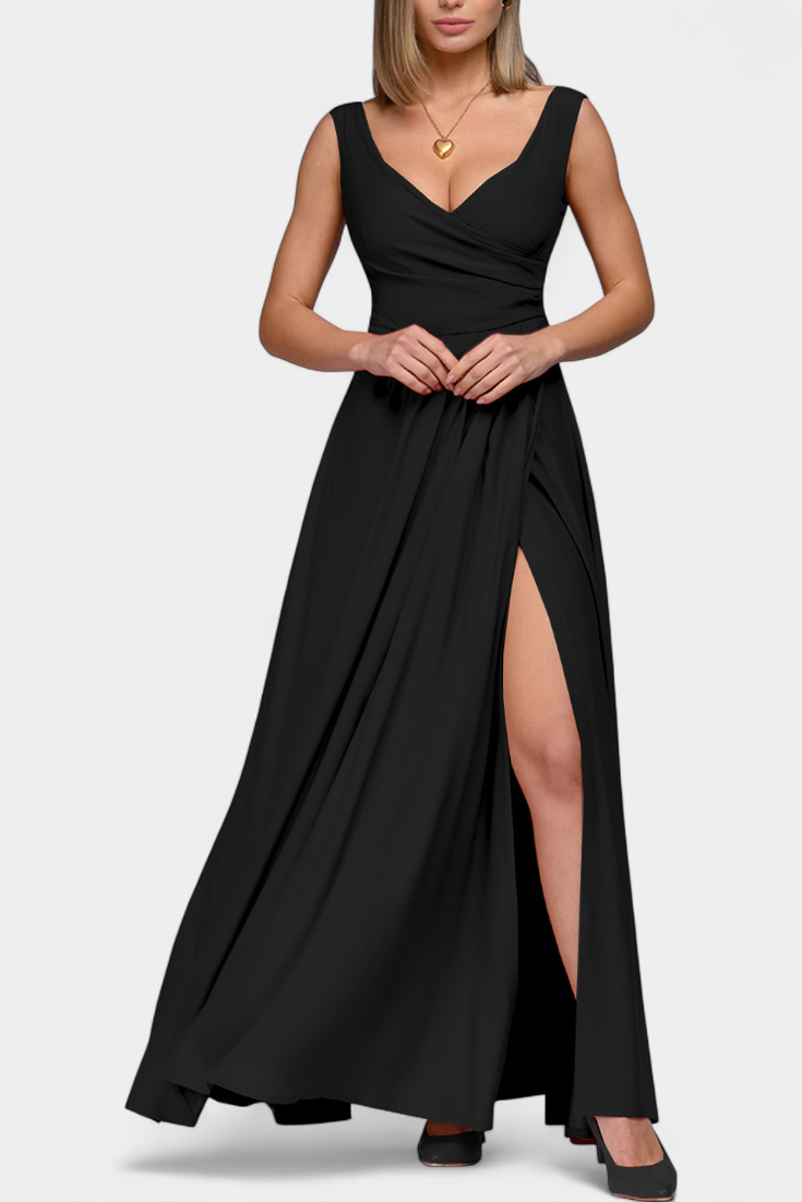Juliette | Women’s Elegant V Neck Maxi Dress with Slit