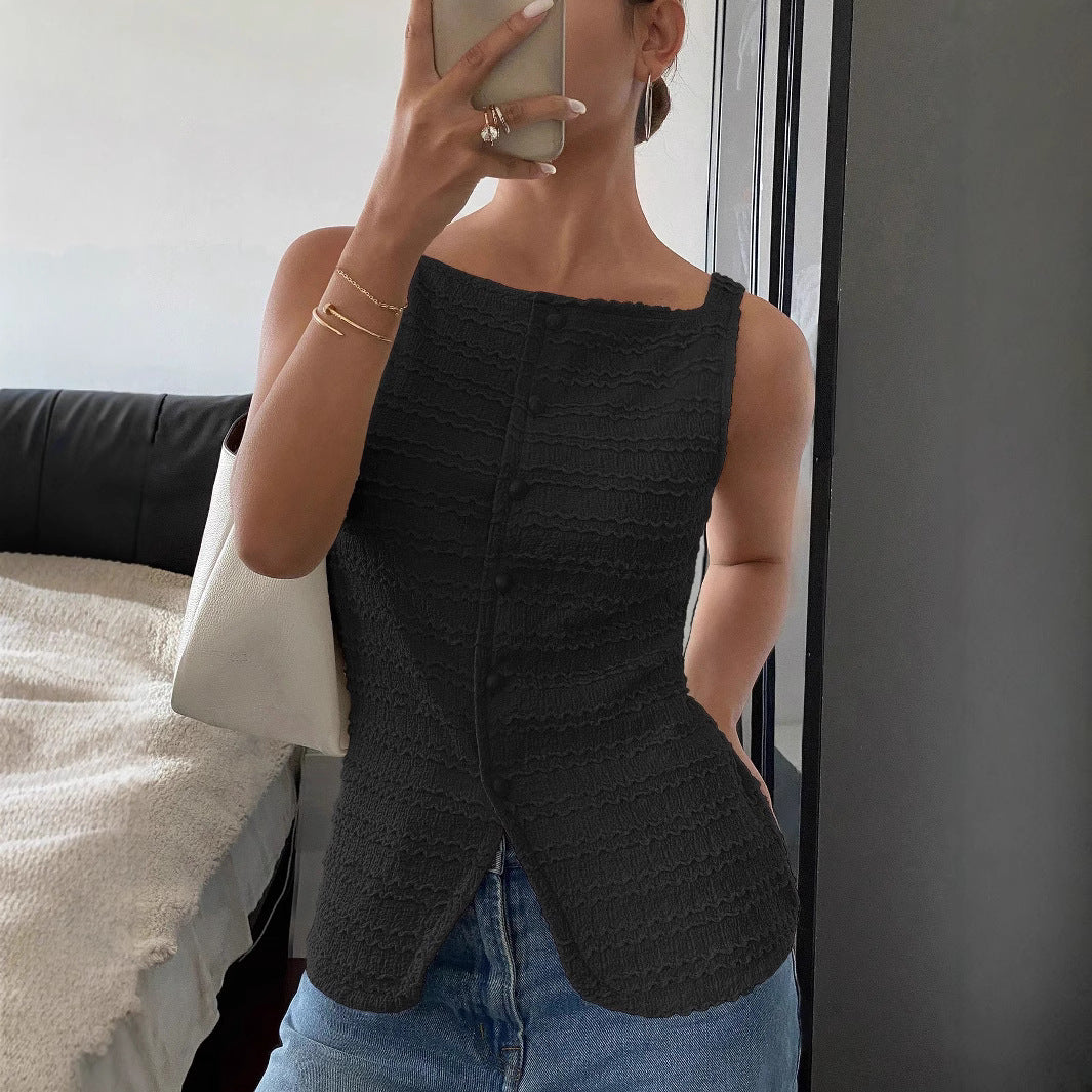 Gemma | Women’s Spring Sleeveless Button Front Top