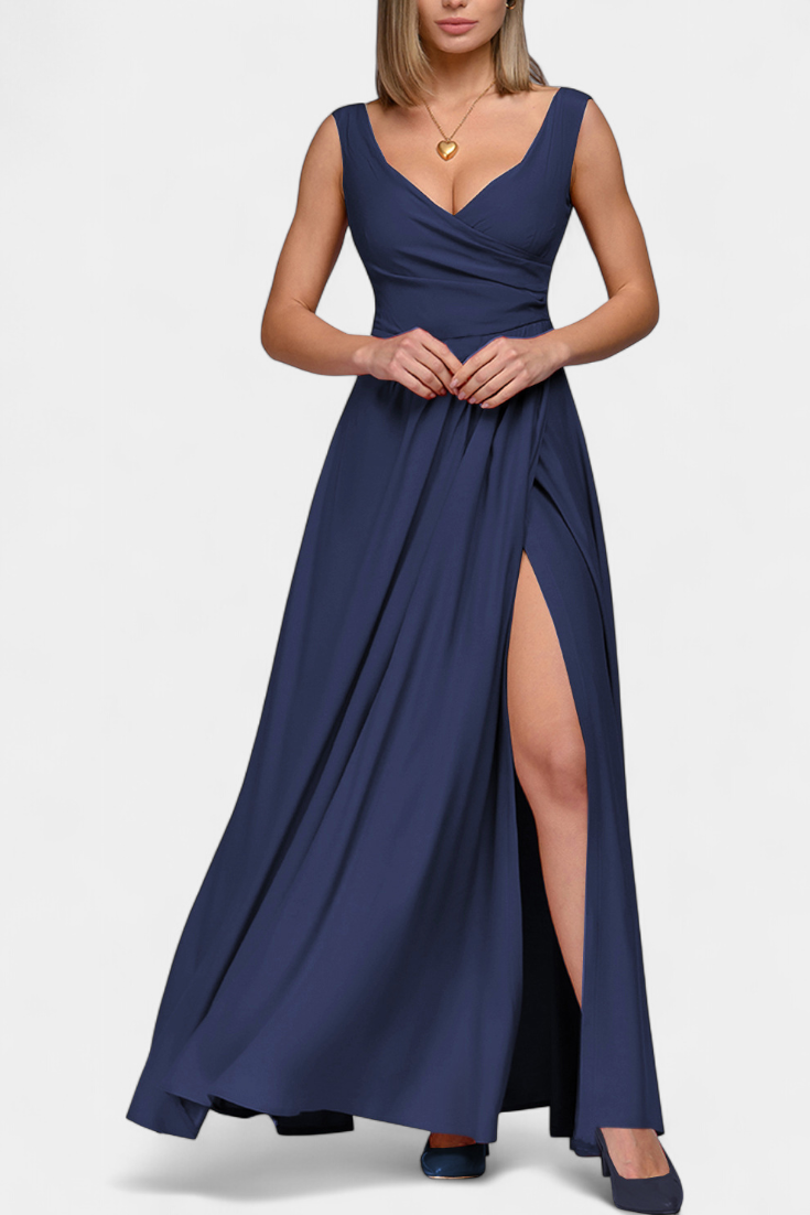 Juliette | Women’s Elegant V Neck Maxi Dress with Slit