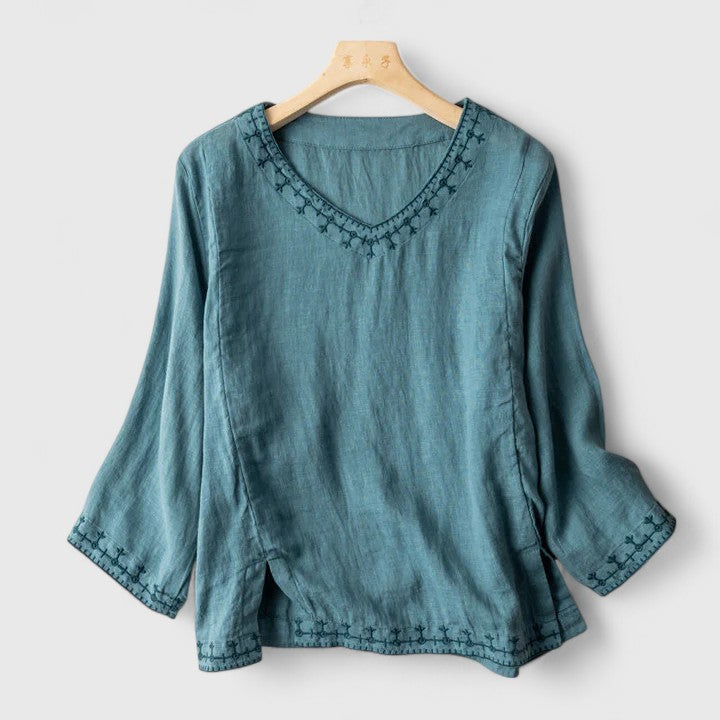 Bella | Women’s Embroidered V Neck Blouse