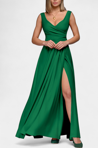 Juliette | Women’s Elegant V Neck Maxi Dress with Slit