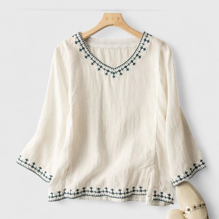 Bella | Women’s Embroidered V Neck Blouse