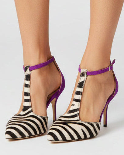 Viel | Women’s Zebra Print Slingback Kitten Heels