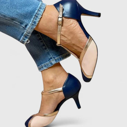 Romilly | Women’s Colorblock T Strap Kitten Heels