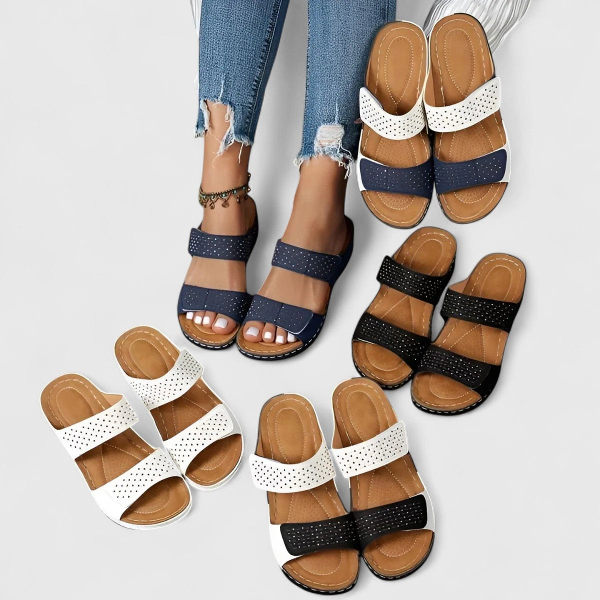 Aire | Women’s Orthopedic Double Strap Wedge Sandals