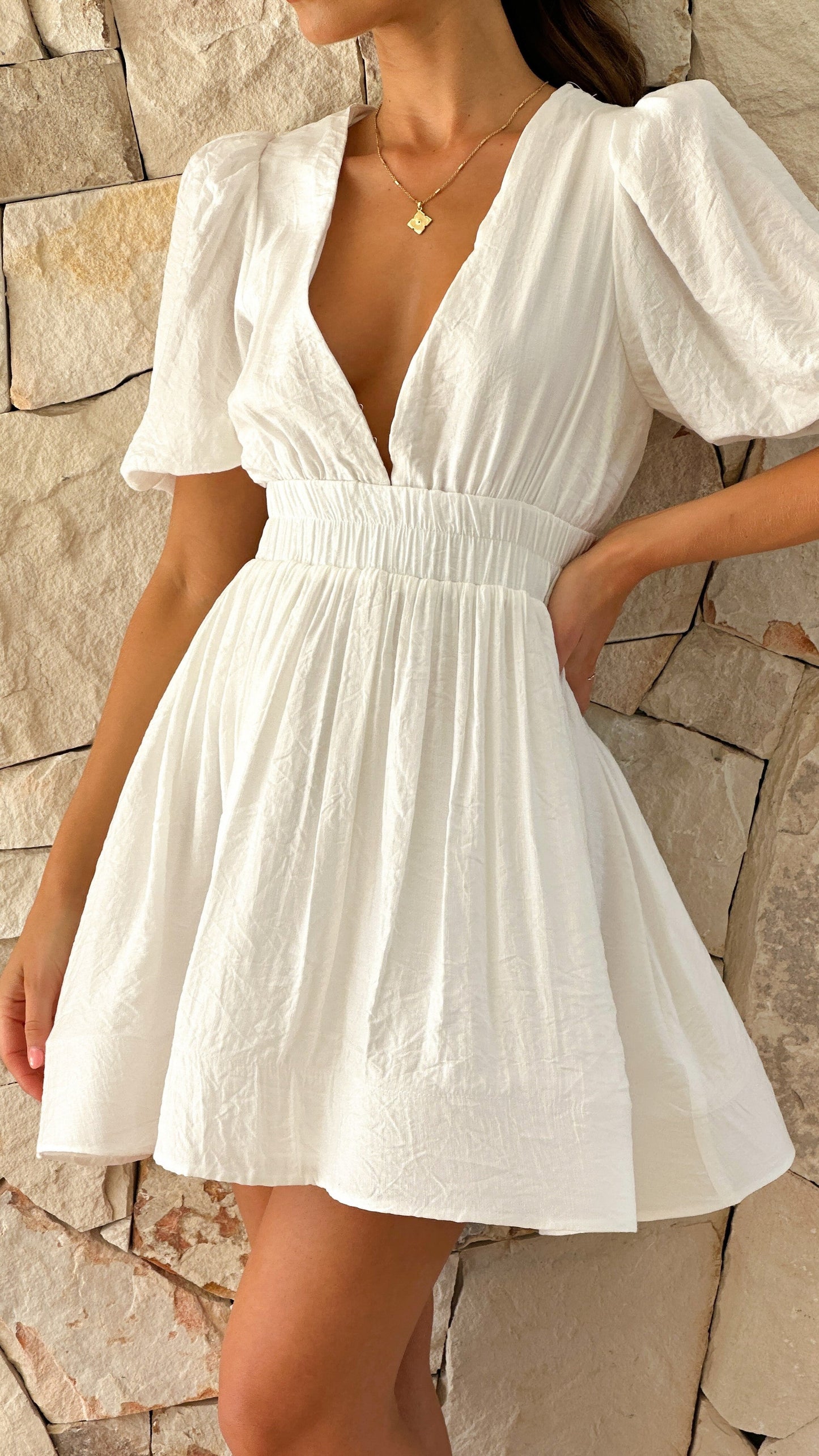 Kinsley | Women’s Spring Puff Sleeve V-Neck Mini Dress