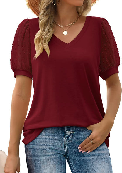 Blythe | Women’s Sheer Sleeve V-Neck Spring Top
