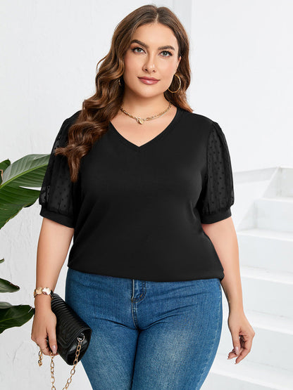 Blythe | Women’s Sheer Sleeve V-Neck Spring Top