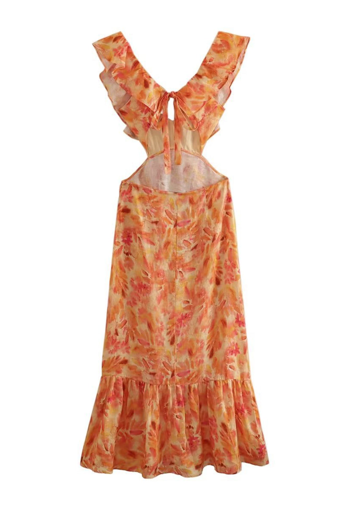 Paloma | Women’s Floral Elegant Ruffle Maxi Dress with Crossback Straps