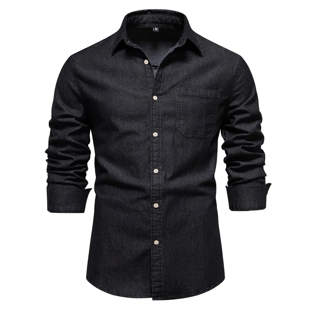 James | Men’s Light Blue Denim Button Up Shirt