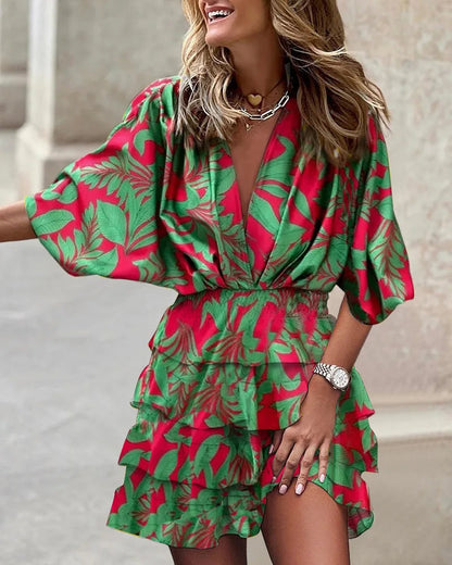 Bianca | Women’s Floral Print Ruffle Tiered Wrap Dress
