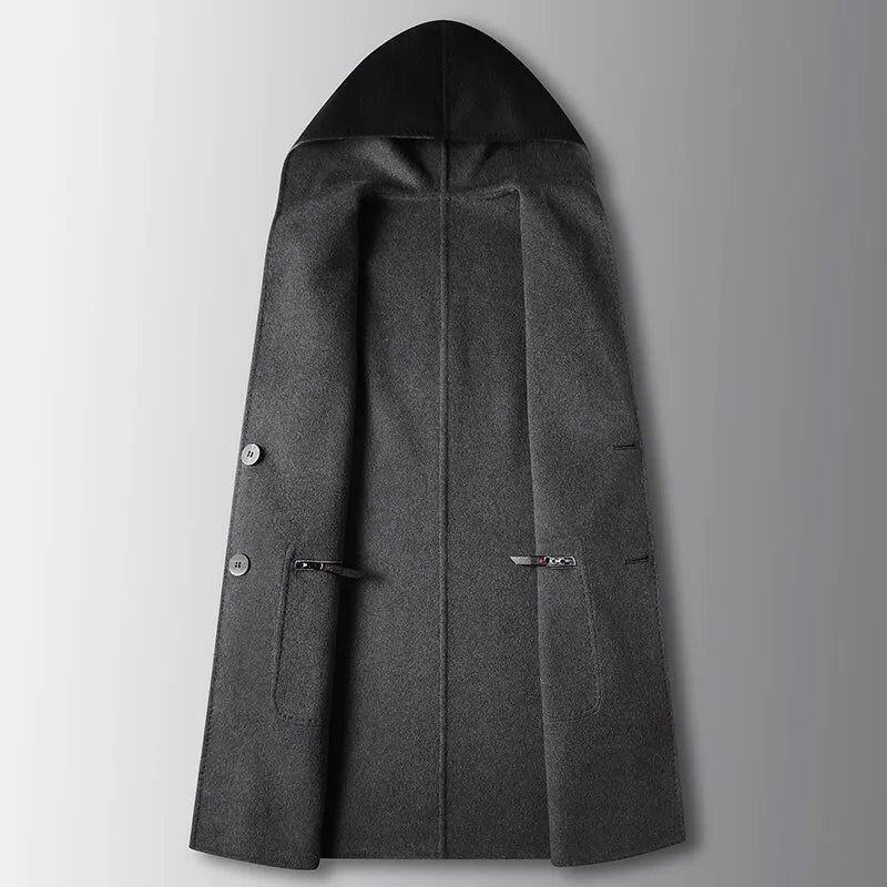 Aga | Men’s Mid-Length Hooded Reversible Wool Coat