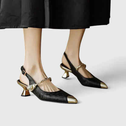 Odalyn | Women’s Elegant Pointed Toe Slingback Kitten Heels