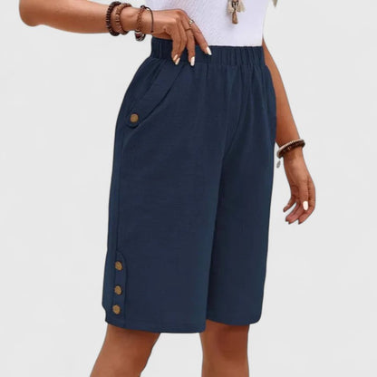 Macy | Women’s Comfortable Button Detail Shorts
