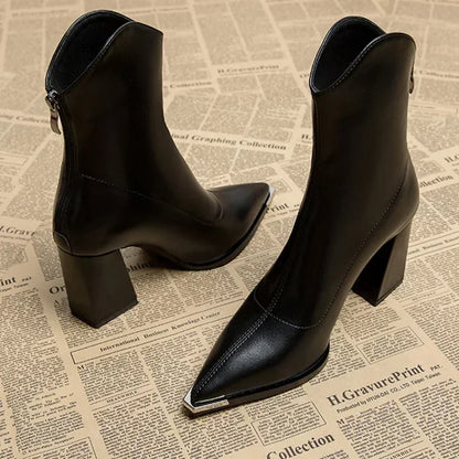 Reagan | Women’s Spring Pointed-Toe Heeled Ankle Boots