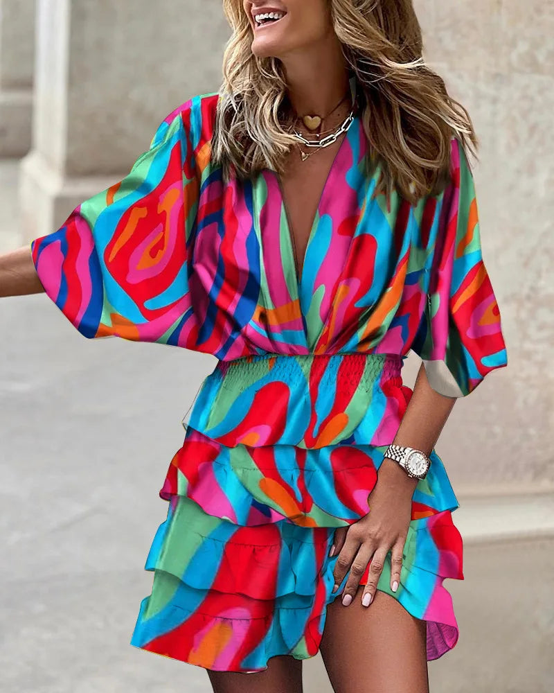 Bianca | Women’s Floral Print Ruffle Tiered Wrap Dress