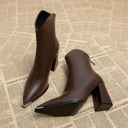 Reagan | Women’s Spring Pointed-Toe Heeled Ankle Boots