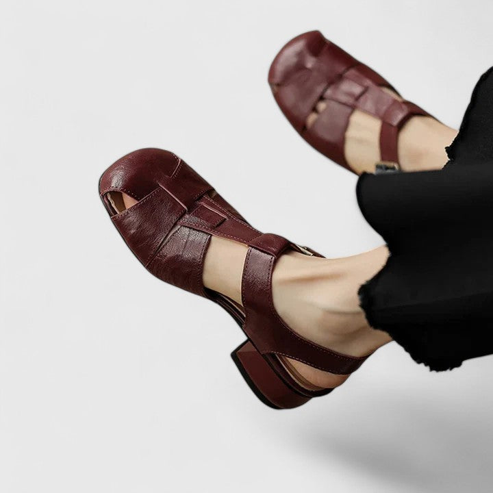 Jolene | Women’s Vintage Peep-Toe Block Heel Sandals