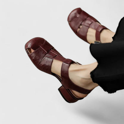 Jolene | Women’s Vintage Peep-Toe Block Heel Sandals