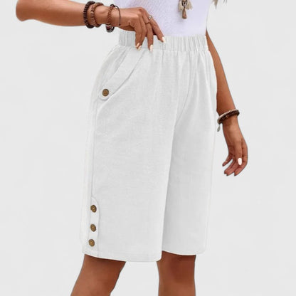 Macy | Women’s Comfortable Button Detail Shorts