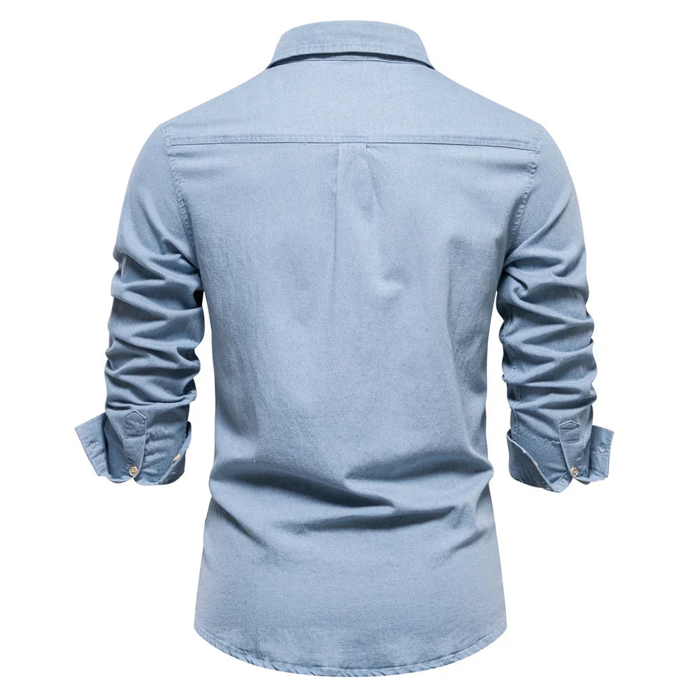 James | Men’s Light Blue Denim Button Up Shirt