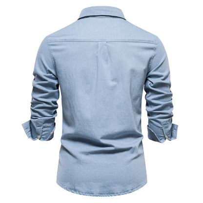 James | Men’s Light Blue Denim Button Up Shirt