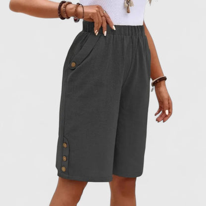 Macy | Women’s Comfortable Button Detail Shorts