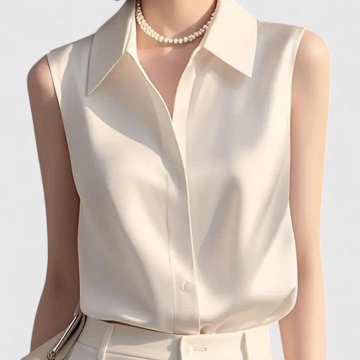 Brynn | Women’s Sophisticated Sleeveless Satin Blouse