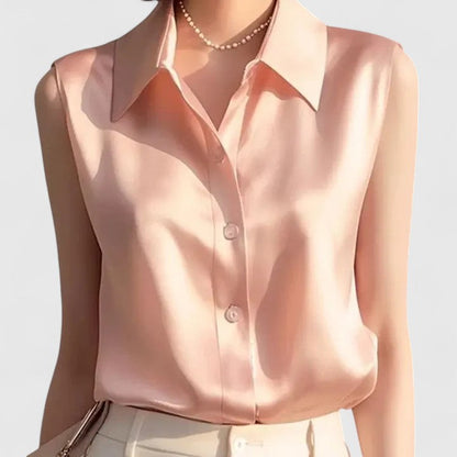 Brynn | Women’s Sophisticated Sleeveless Satin Blouse