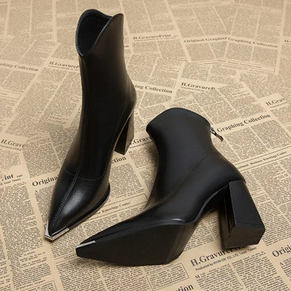 Reagan | Women’s Spring Pointed-Toe Heeled Ankle Boots